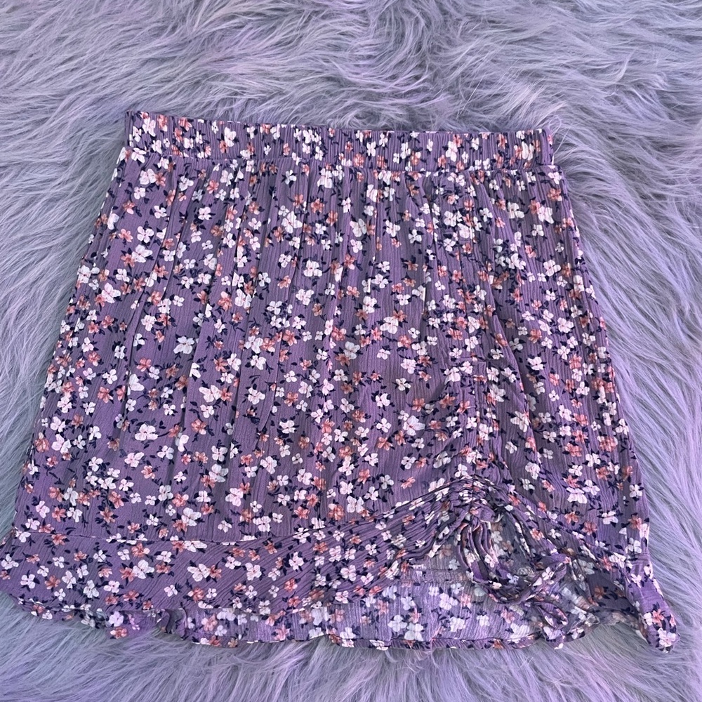 🌹NWOT Hippie Rose Purple Floral Elastic Waist Mini Skirt